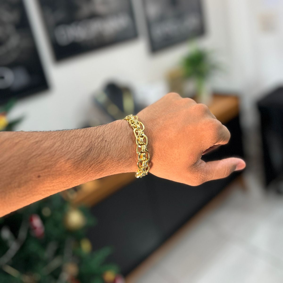 Pulseira Imperador 13mm Banhado a Ouro 18k