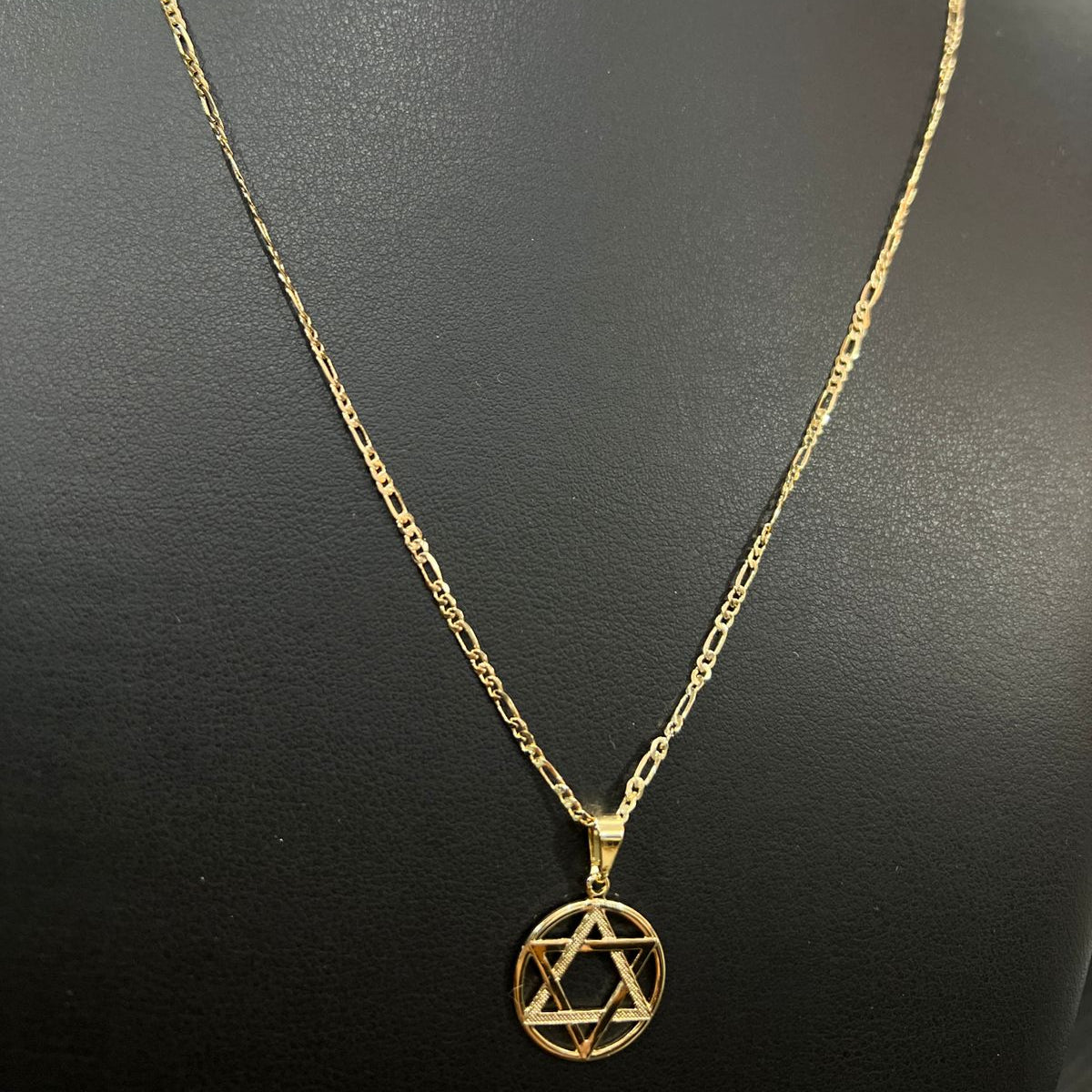 Corrente e Pulseira 3x1 2mm + Ping Estrela de Davi Banhado a Ouro 18k