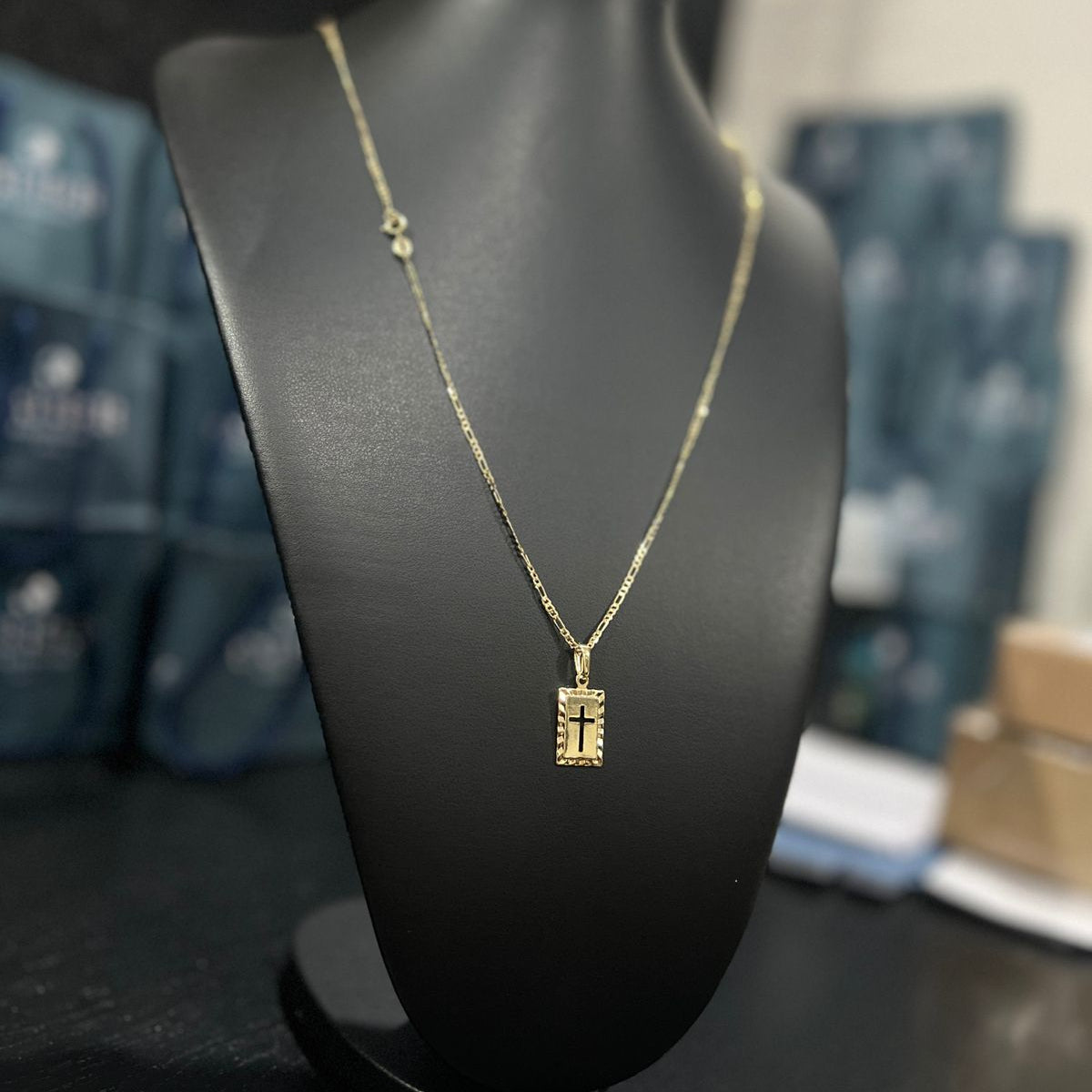 Corrente e Pulseira 3x1 2mm + Ping Cruz c/Borda Banhado a Ouro 18k