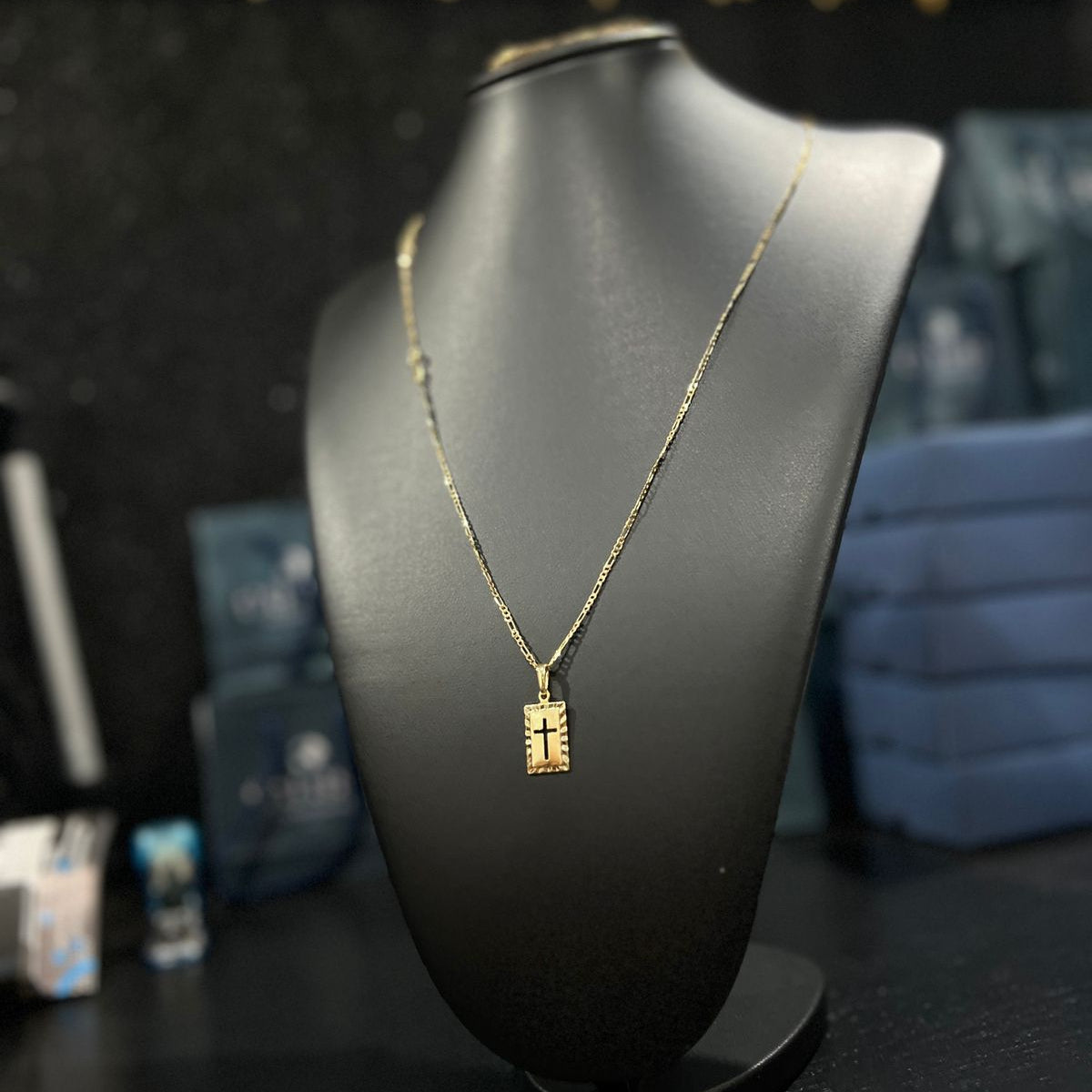 Corrente e Pulseira 3x1 2mm + Ping Cruz c/Borda banhado a ouro 18k