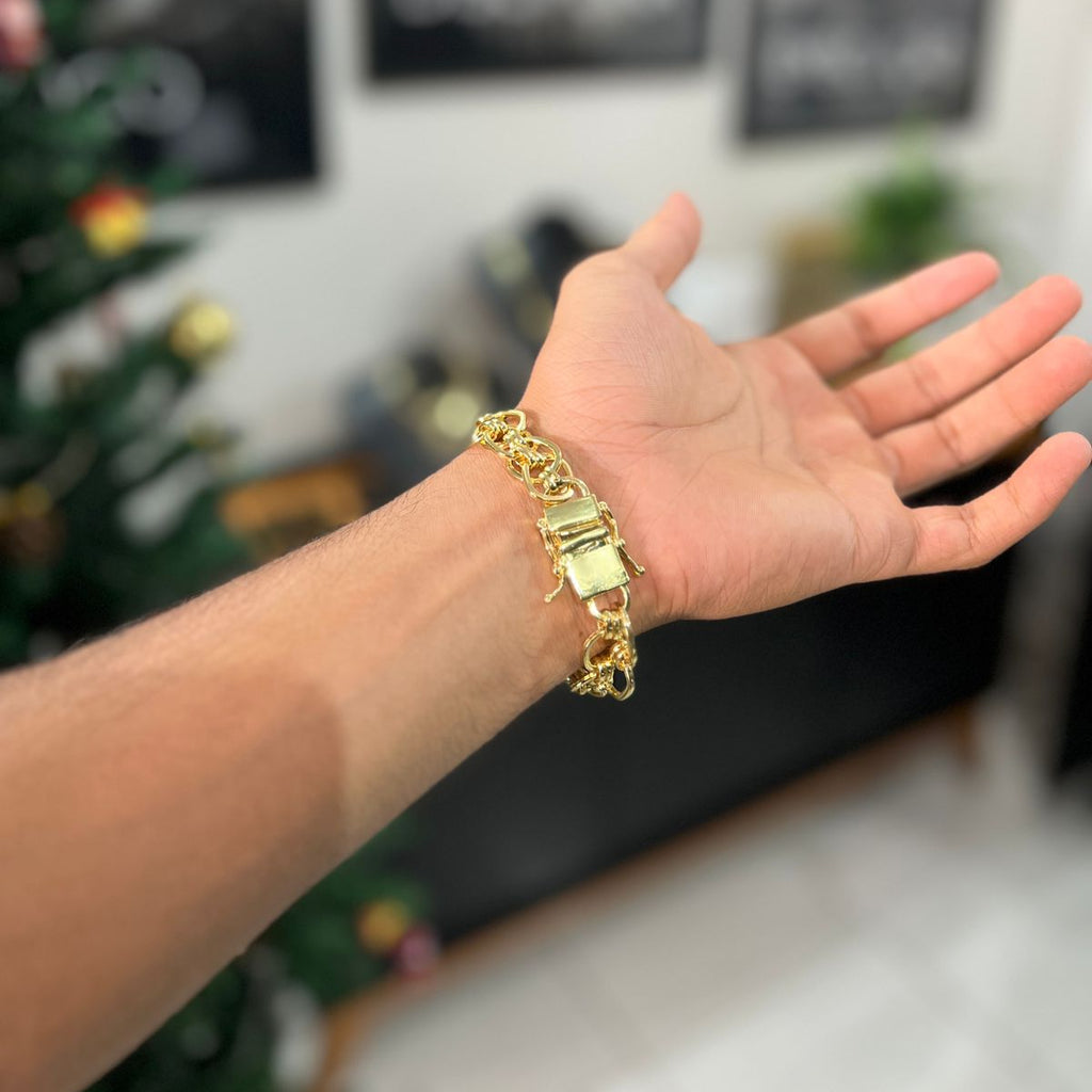 Pulseira Imperador 13mm Banhado a Ouro 18k