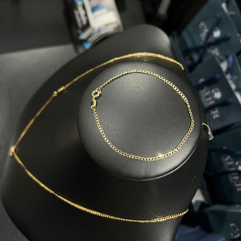 Corrente e Pulseira Grumet Pitbull 2mm + Ping Cruz 3d Banhado a Ouro 18k