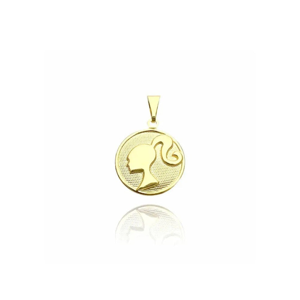 Pingente Barbie Redonda banhado a ouro 18k - Cather Acessórios 