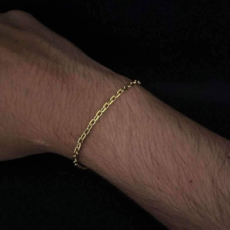 Pulseira Cadeado 1mm banhado a ouro 18k - Cather Acessórios 